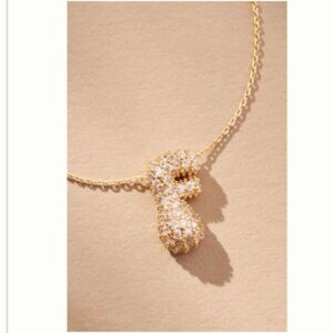 Pavé Bubble Letter Monogram Necklace- "F"